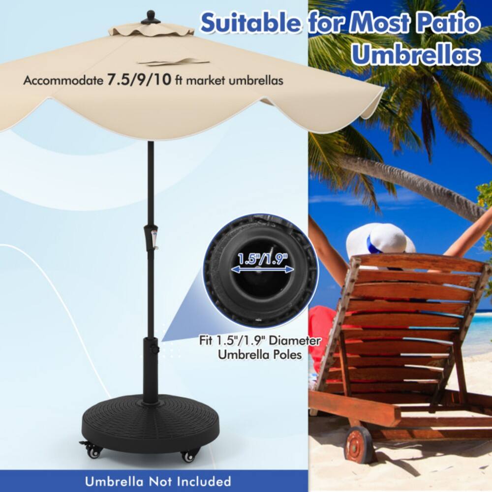 Suitable for Most Patio Umbrellas  
Accommodate 7.5/9/10 ft market umbrellas  
Fit 1.5"/1.9" Diameter Umbrella Poles  
Umbrella Not Included