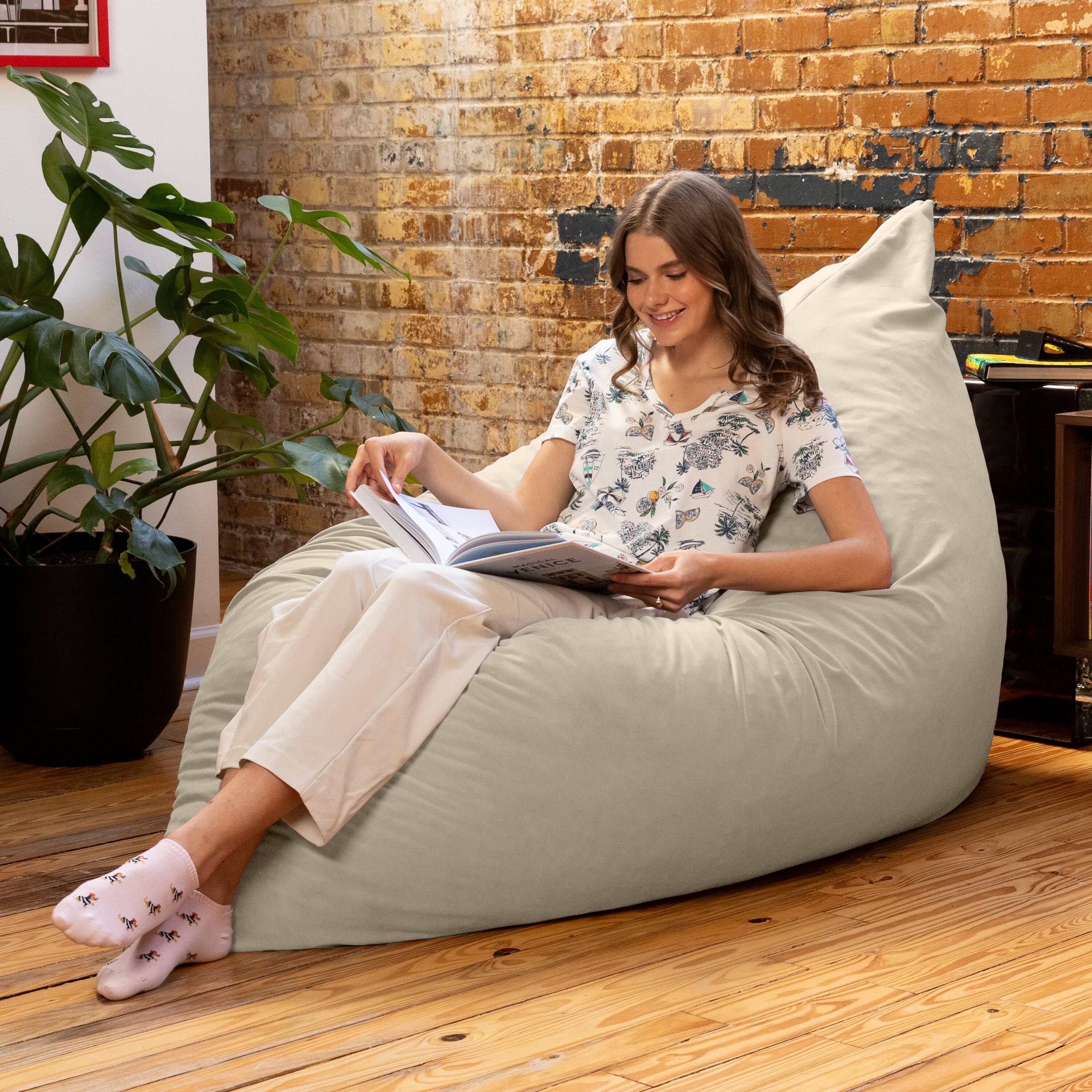 Alt View 2. Jaxx - Jaxx Pillow Saxx 5.5-Foot Décor Bean Bag Giant Floor Pillow Lounge, Lush Velvet Ivory - Lush Velvet Ivory.