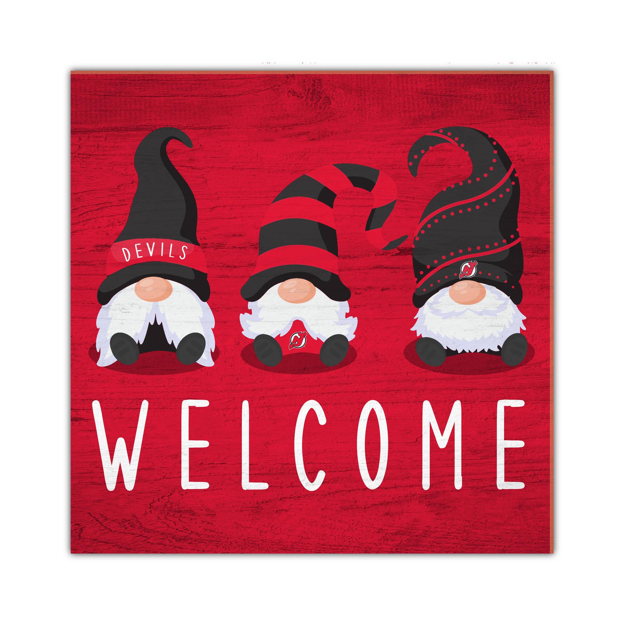 New Jersey Devils 10'' x 10'' Welcome Gnomes Sign