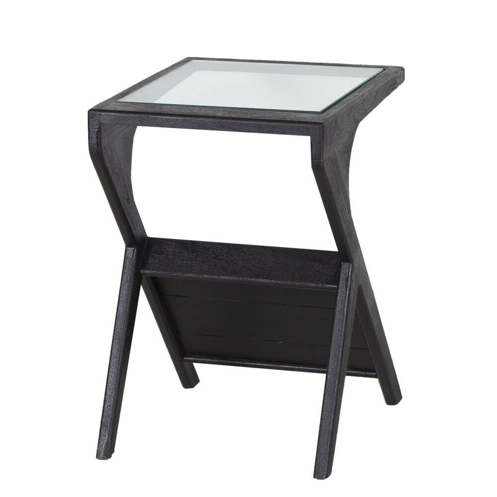 Left. Porter Designs - Canberra Solid Mango Wood End Table - Black.