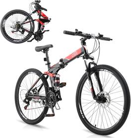 Winado - 27.5 Inch Foldable Bikes for Adults 21 Speed Mountain Bike, Adult Bicycle with High Carbon Steel Frame - Black