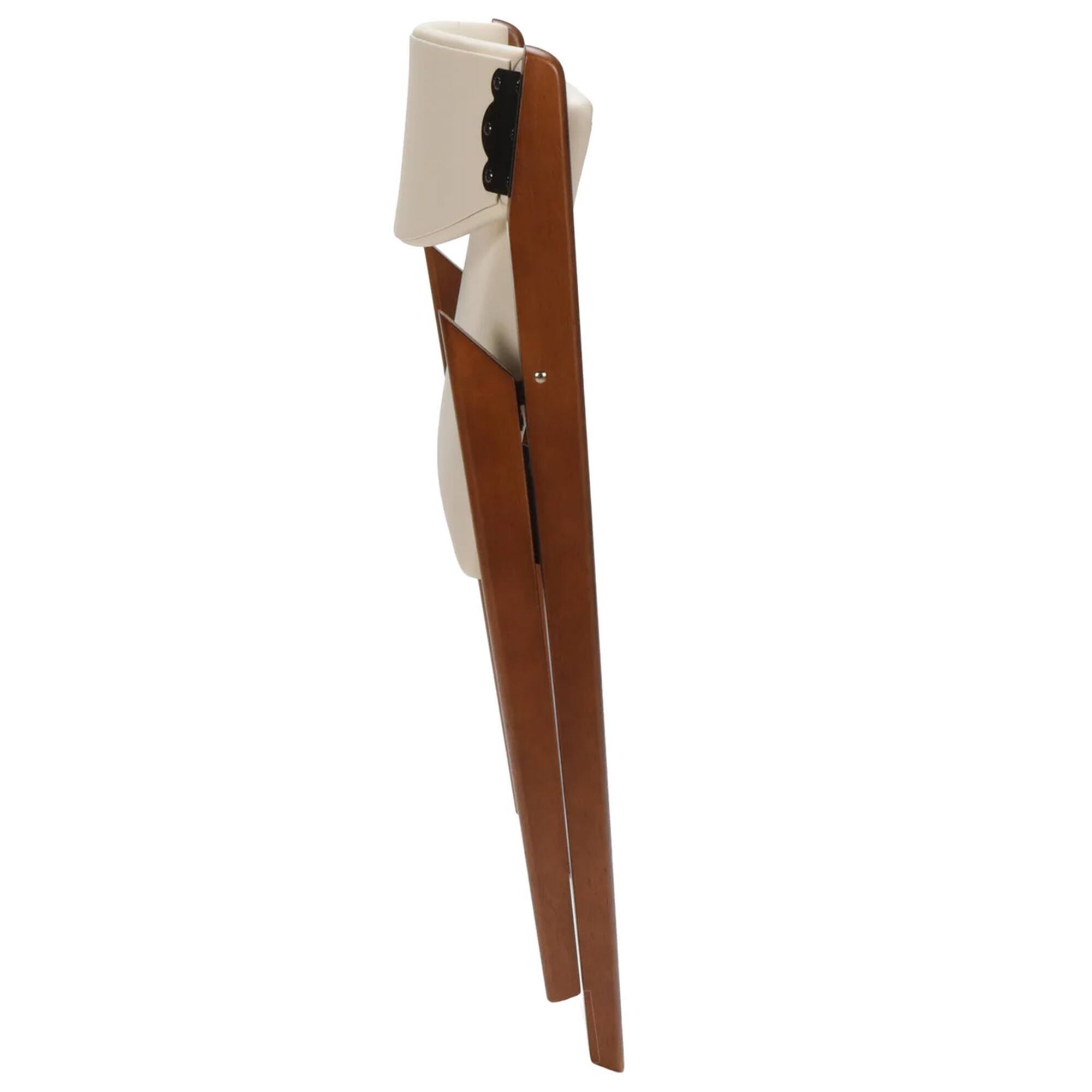 Alt View 3. Stakmore - Stakmore Retro Modern Upholstered Folding Chair, Fruitwood Frame with Off White Vinyl - Fruitwood Finish.