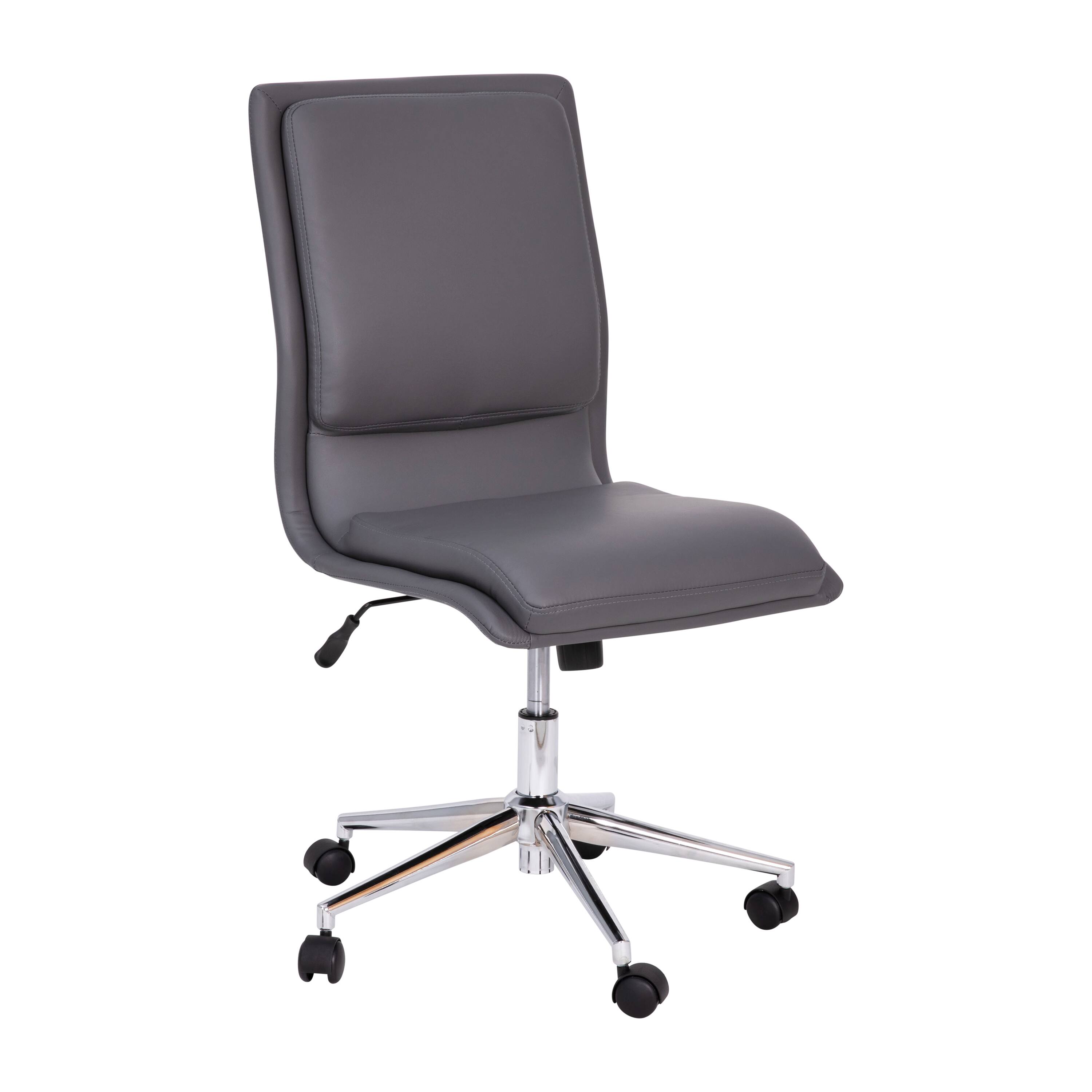 Front. Emma + Oliver - Ziva Modern Faux Leather Upholstered Mid-Back Home Office Chair with 5 Star Base and Pneumatic Seat Height Adjustment - Gray.