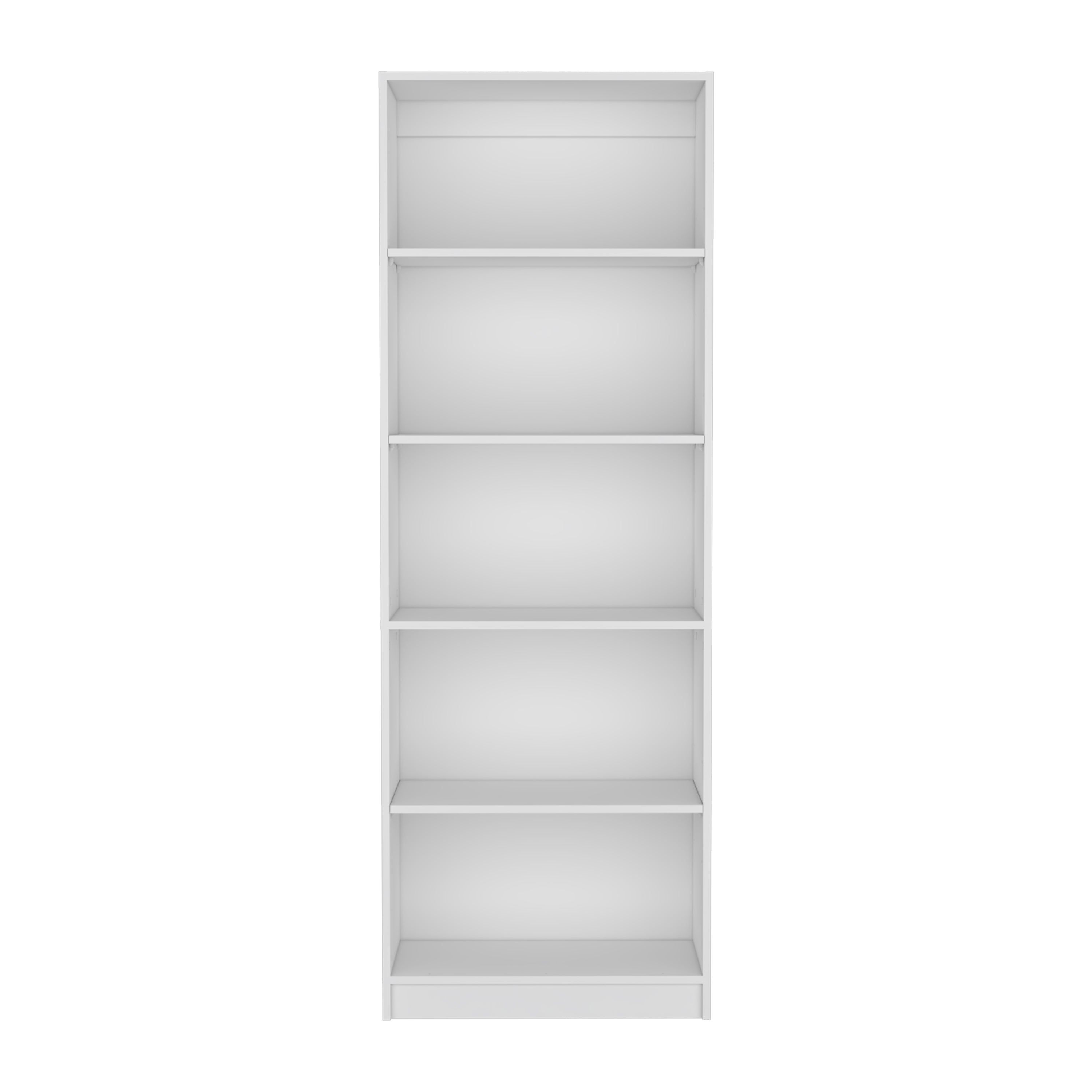 Angle. Depot Eshop - Vinton 4-Tier Bookcase with Modern Storage for Books and Decor - White.