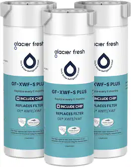 GLACIER FRESH - Water Filter Replacement for GE XWFE, XWF Refrigerator Filter(Built-in CHIP), NSF/ANSI 53, 3 Pack