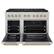Angle. ZLINE - 48 in. Wide 8 Burner Autograph 6.7 cu. ft. Freestanding Paramount Gas DuoPro Range in Satin Steel and Polished Gold - Stainless Steel.