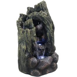 Sunnydaze - Cavern of Mystery Waterfall Fountain with LED Lights - 28 in - Light Brown