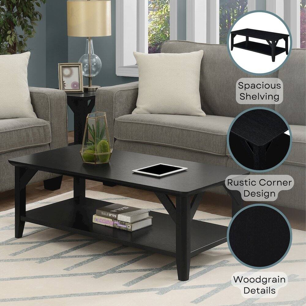 Spacious Shelving  
Rustic Corner Design  
Woodgrain Details