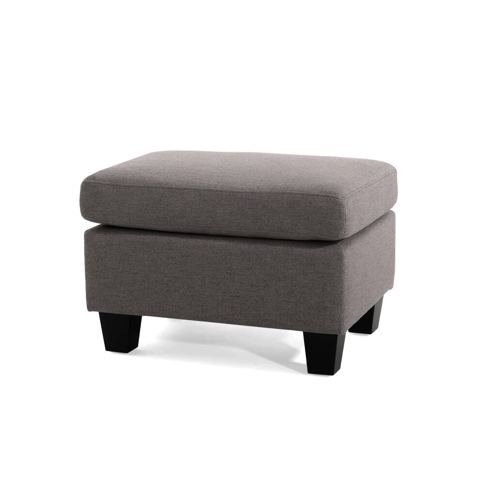 Left. PDTEND - Contemporary Grey Upholstered Ottoman for Bedroom - Grey.