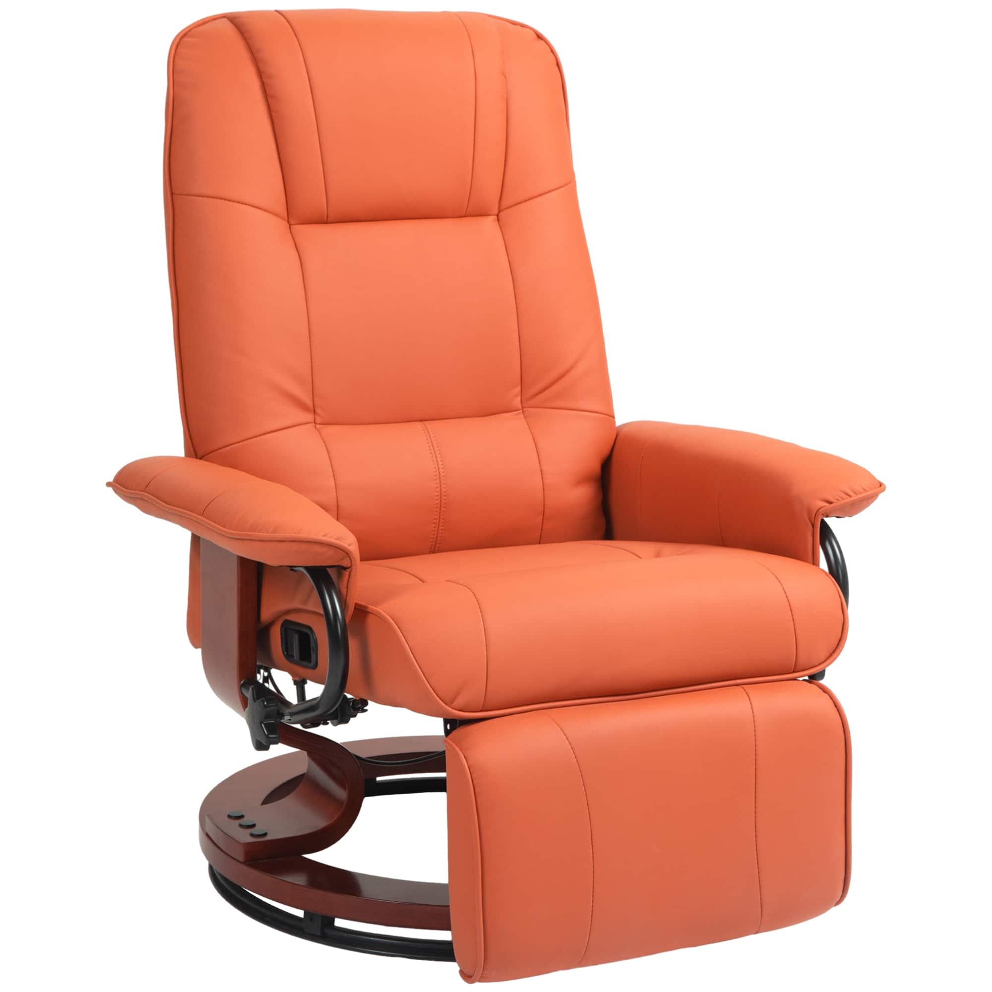 Homcom - Leather Manual Recliner, Adjustable Swivel Lounge Chair with Footrest - Orange