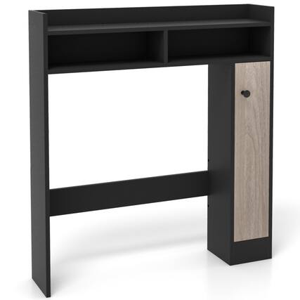 Front. SlickBlue - Bathroom Storage Cabinet with Adjustable Shelves, Space-Saving Over Toilet Design - Black.