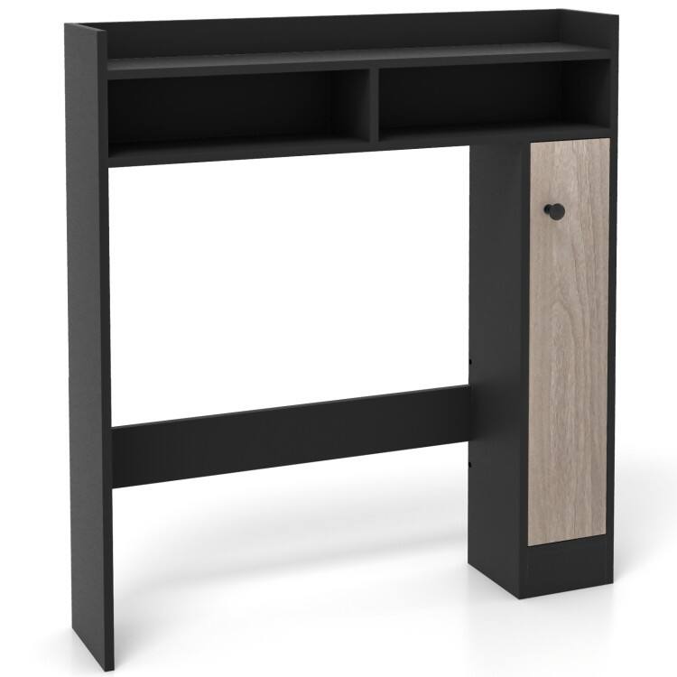 Front. SlickBlue - Bathroom Storage Cabinet with Adjustable Shelves, Space-Saving Over Toilet Design - Black.