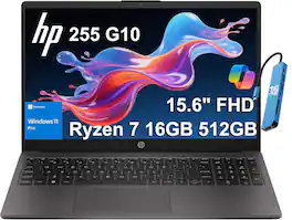 HP - 255 G10 15.6 FHD Laptop - AMD Ryzen 7 with 16GB Memory - 512GB SSD - Windows 11 Pro - Black