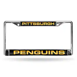 Rico Industries - Pittsburgh Penguins NHL Chrome Metal Laser Cut License Plate Frame - Multi