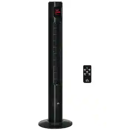 Loheer - 46 Inch Oscillating Tower Fan with Remote, 3 Speed Freestanding Bedroom Cooling Fan, 12H Timer, Black