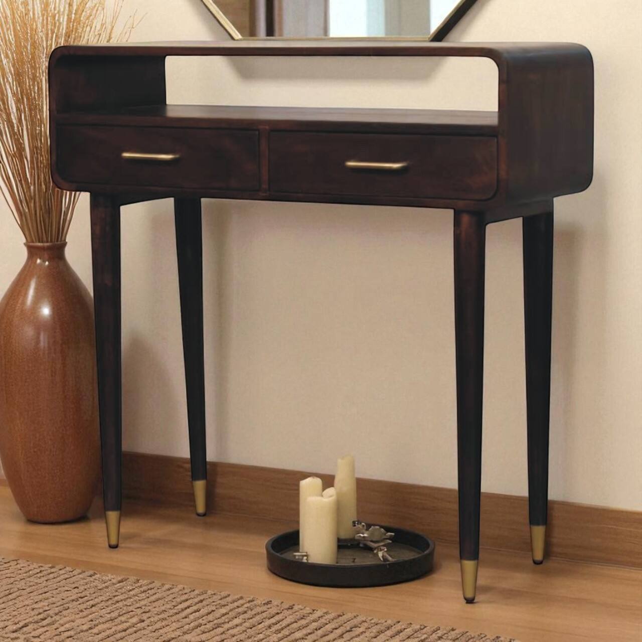 Alt View 2. Artisan Furniture - Artisan Furniture Solid Wood Apollo Loop Console Desk - Brown.