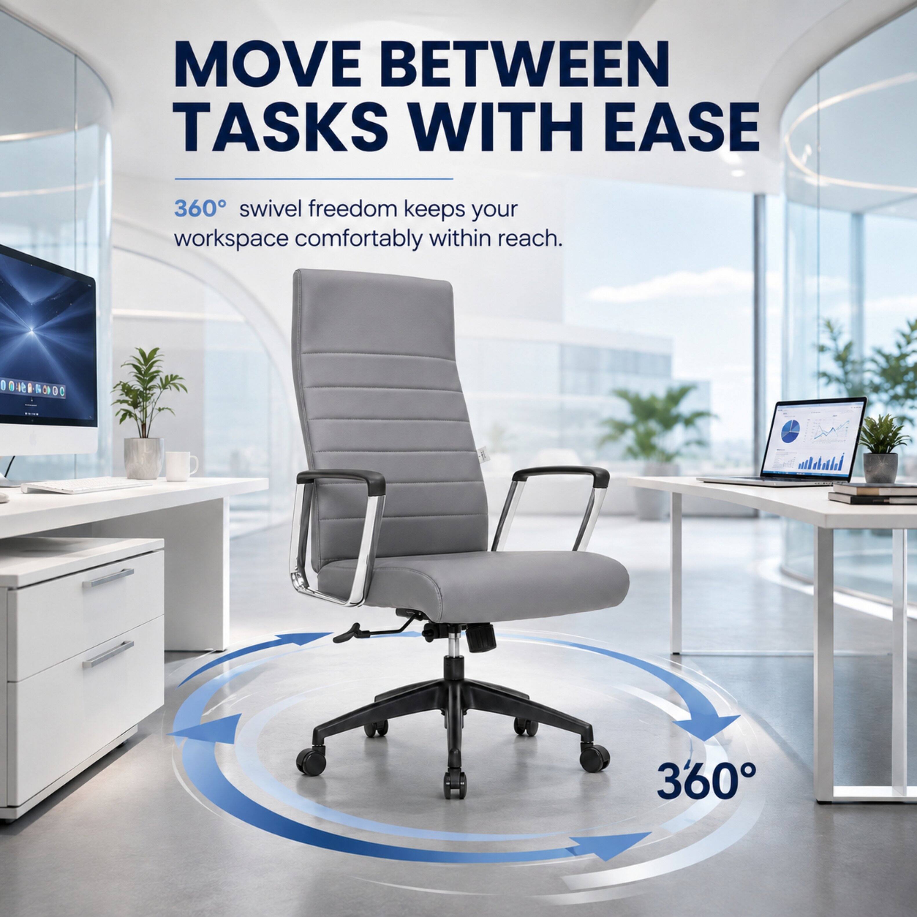 MOVE BETWEEN TASKS WITH EASE

360° swivel freedom keeps your workspace comfortably within reach.