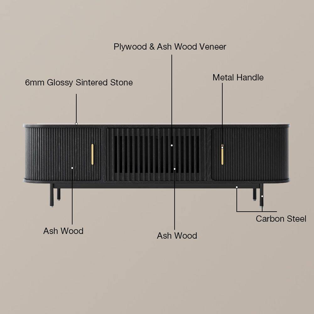 Plywood & Ash Wood Veneer  
6mm Glossy Sintered Stone  
Metal Handle  
Ash Wood  
Ash Wood  
Carbon Steel