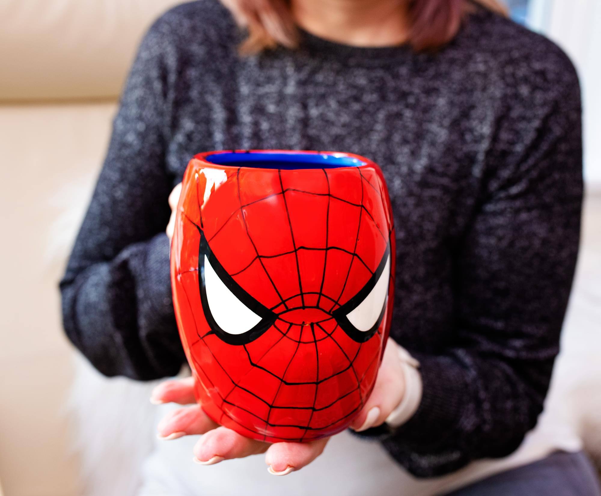 Alt View 5. Marvel - Marvel Comics Spider-Man Mask 3D Sculpted Ceramic Mug | Holds 20 Ounces - Red.