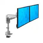 Front. Mount-It! - Dual Monitor Desk Mount – Full Motion Height Adjustable Silver Arm for Two 19"-32" Monitors - Silver.