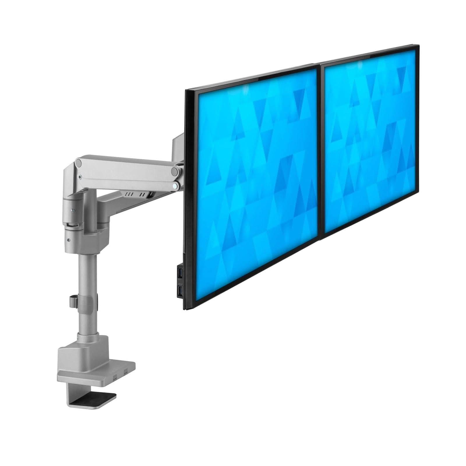 Front. Mount-It! - Dual Monitor Desk Mount – Full Motion Height Adjustable Silver Arm for Two 19"-32" Monitors - Silver.