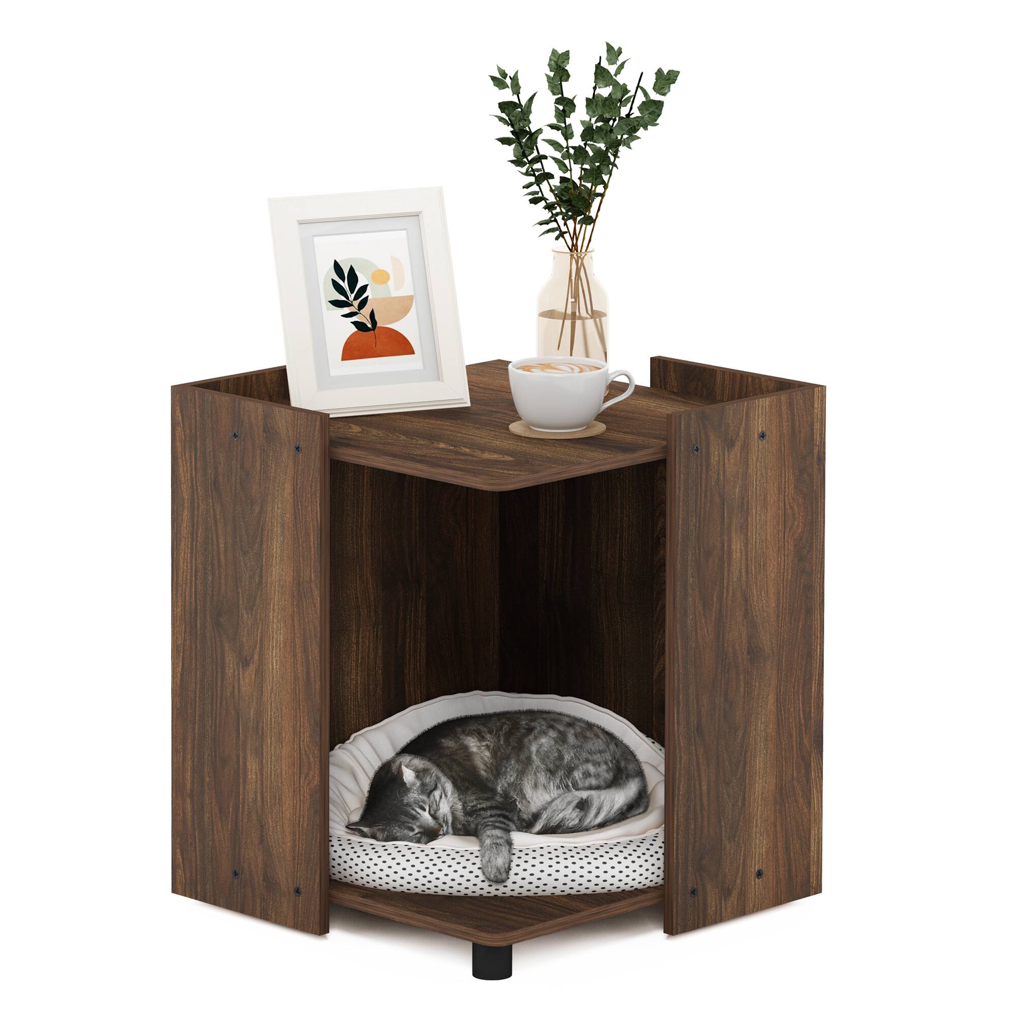 Alt View 4. Furinno - Peli Litter Box Enclosure - Columbia Walnut.