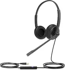Front. Yealink - Yealink 1308043 UH34 Dual Teams USB Headset with Micr & Noise Cancelling - Black.