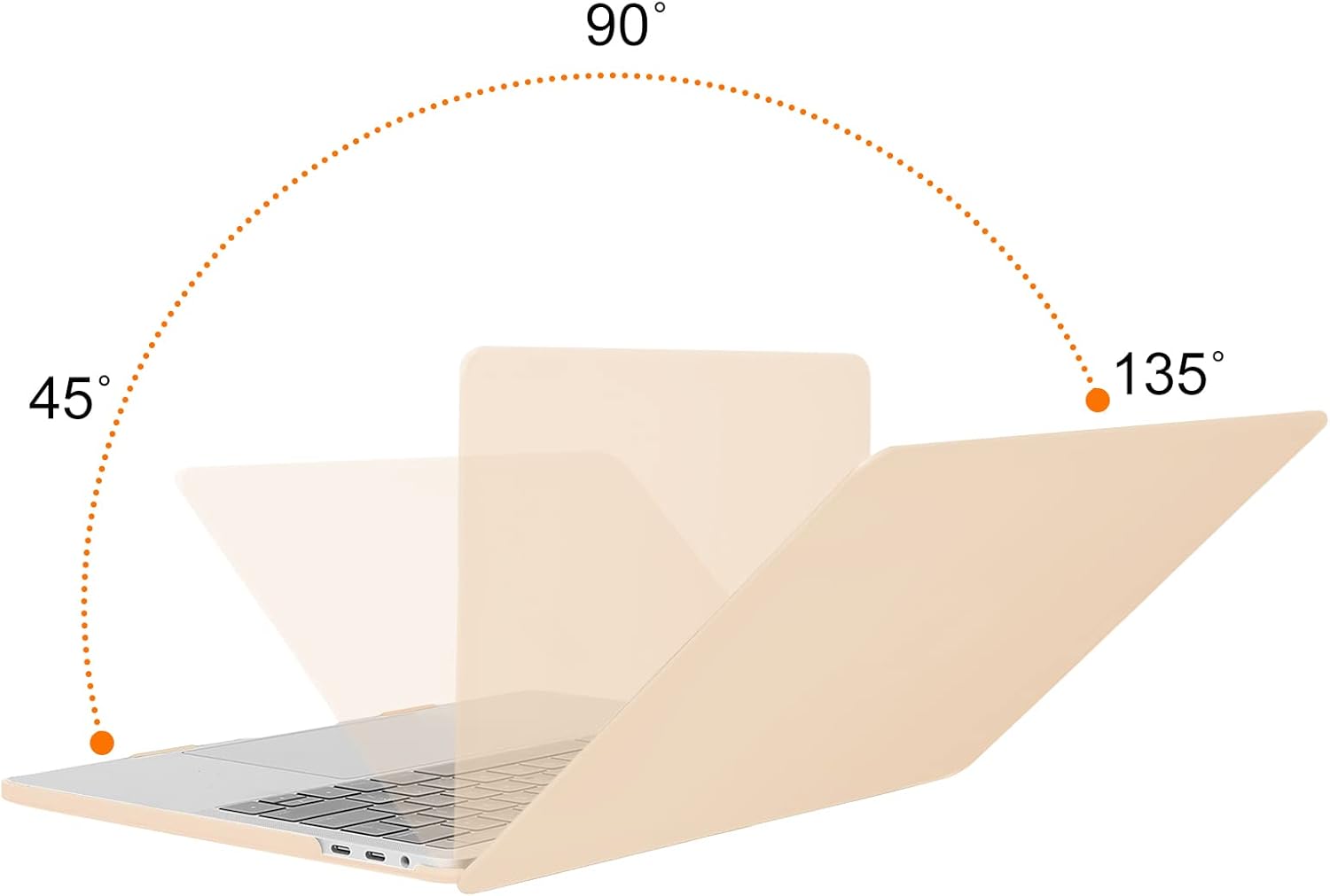 Back. mosiso - MacBook Pro 13" hard shell case with keyboard skins, screen protector and storage bag - Apricot.