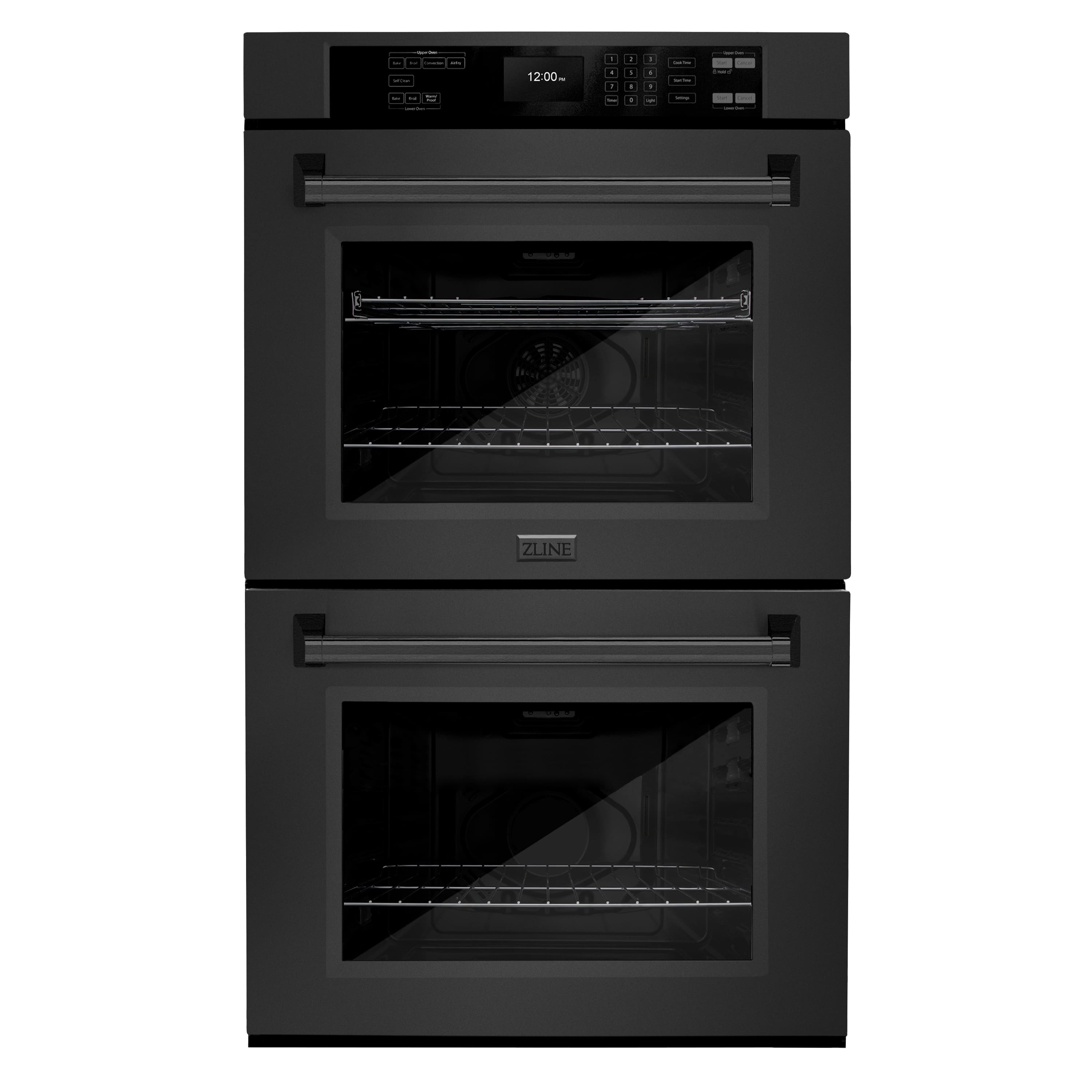 ZLINE - 30 in. True Convection Double Wall Oven w/ Air Fry and Self Clean in Black Stainless - Black Stainless Steel - Front_Zoom