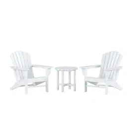 WestinTrends - Dylan 3-Piece Outdoor Adirondack Chair with Side Table Set - White