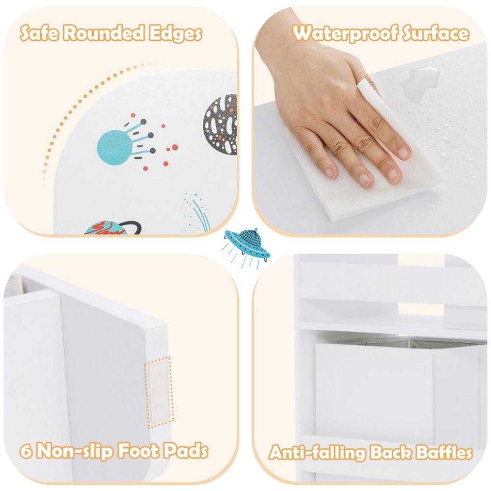 Safe Rounded Edges  
Waterproof Surface  
6 Non-slip Foot Pads  
Anti-falling Back Baffles