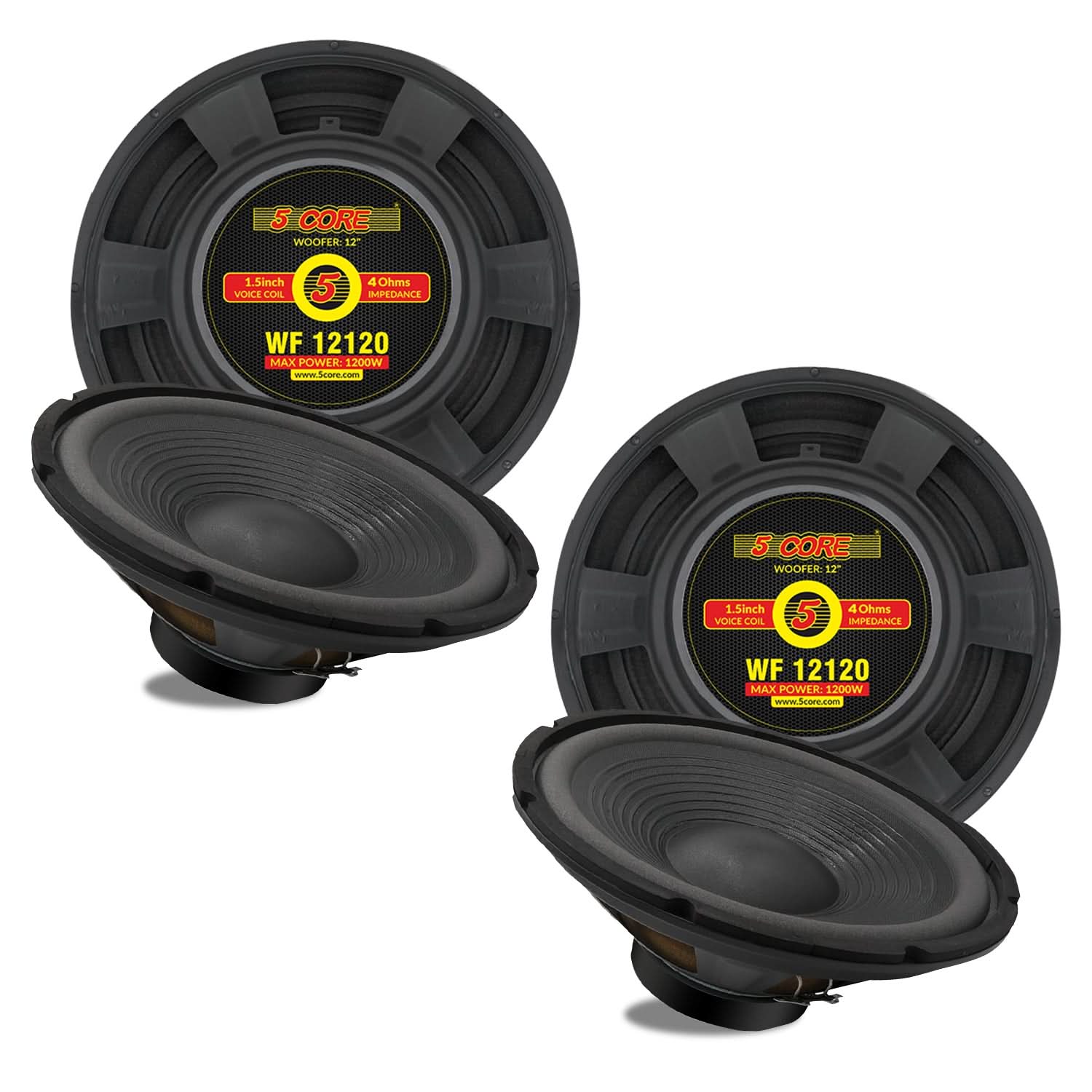5 CORE WOOFER 12"  
1.5inch VOICE COIL  
4 Ohms IMPEDANCE  
WF 12120  
MAX POWER: 1200W  
www.Scone.com