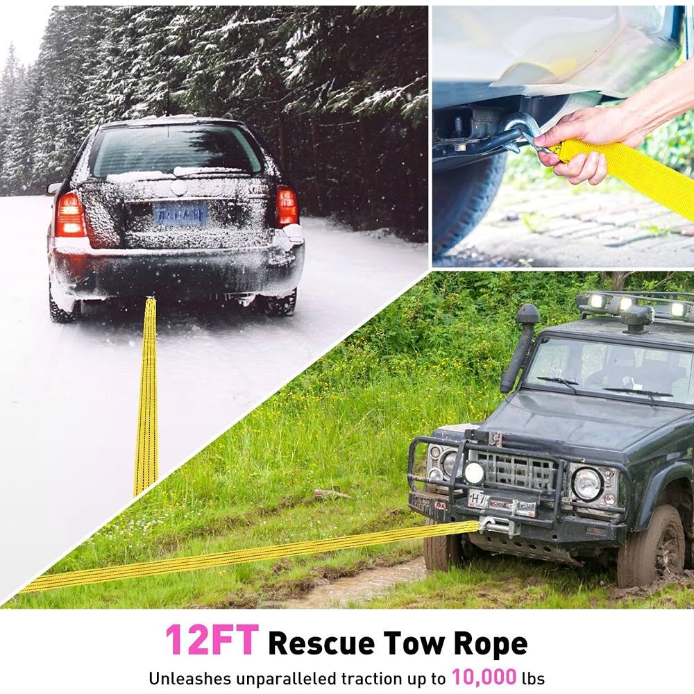 12FT Rescue Tow Rope  
Unleashes unparalleled traction up to 10,000 lbs