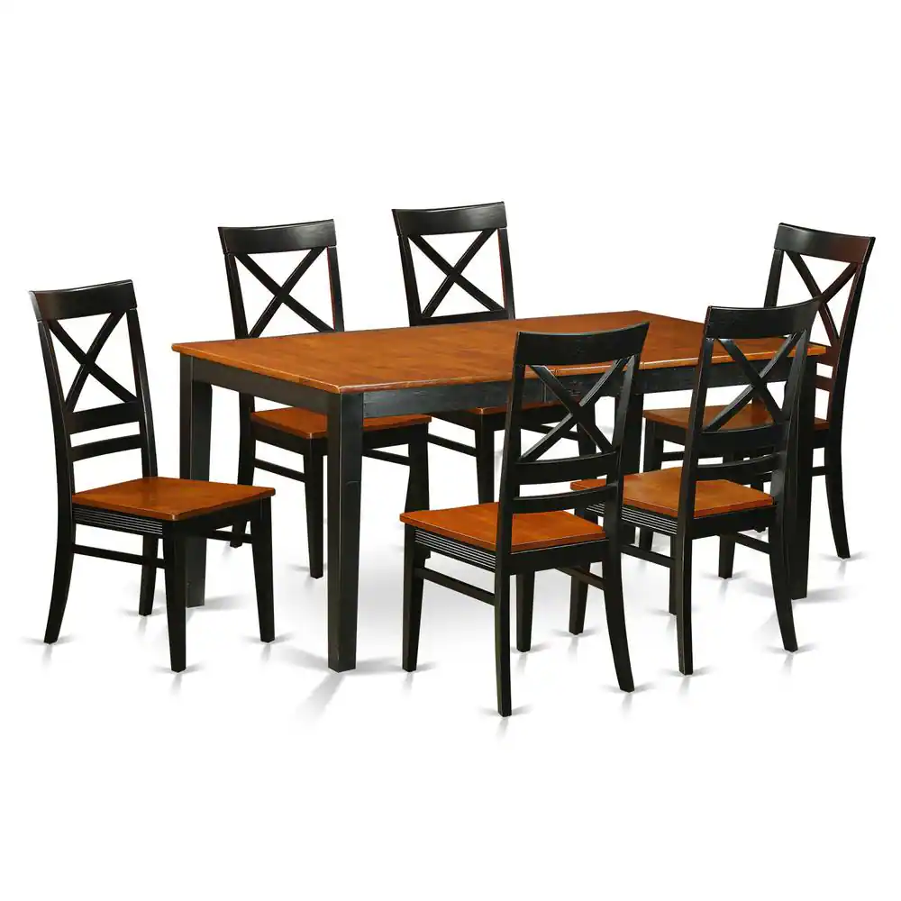 Back. East West Furniture - 7 PC set-Dining Table and 6 Dining Chairs - Black & Cherry.