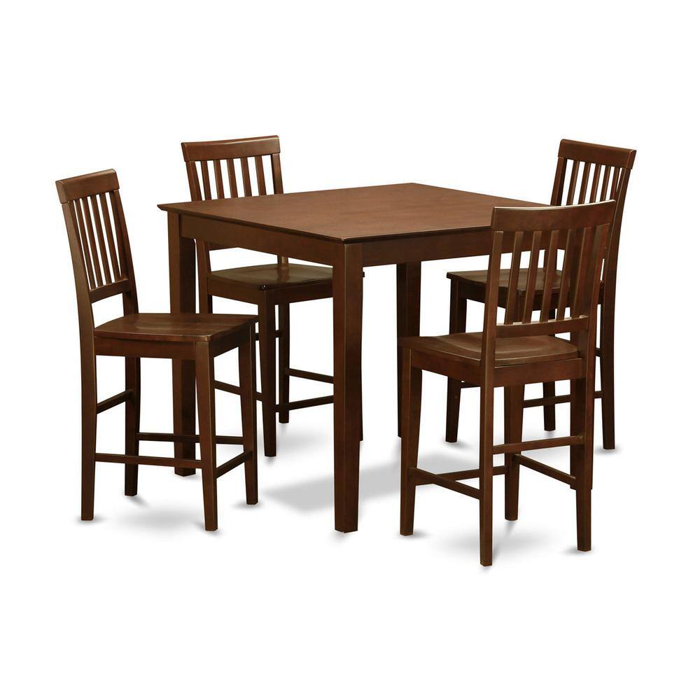 Back. East West Furniture - 5 Pc pub Table set-counter height Table and 4 Kitchen Chairs. - Mahogany.