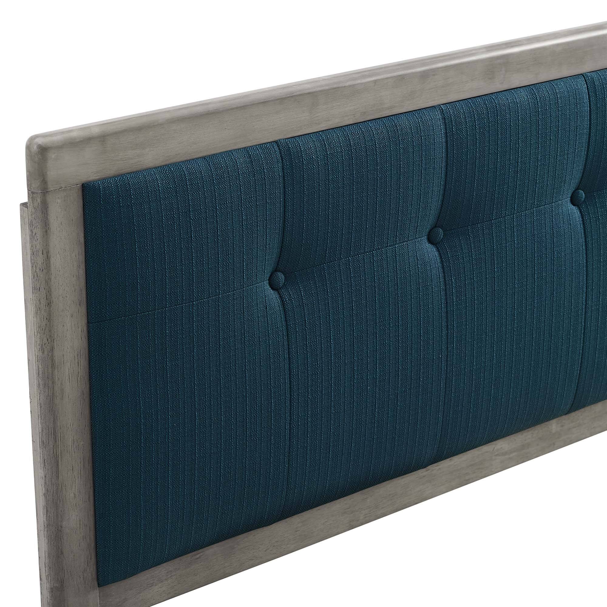 Alt View 1. Modway - Draper Tufted Fabric and Wood King Headboard by Modway - Gray Azure.
