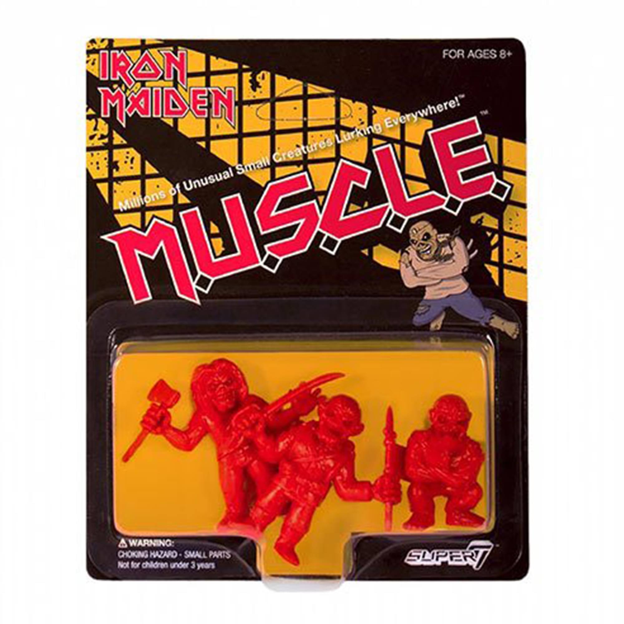 FOR AGES 8+  
IRON MAIDEN  
Millions of Unusual Small Creatures Lurking Everywhere!  
MUSCLE  
WARNING: CHOKING HAZARD - SMALL PARTS  
Not for children under 3 years  
SUPERJ