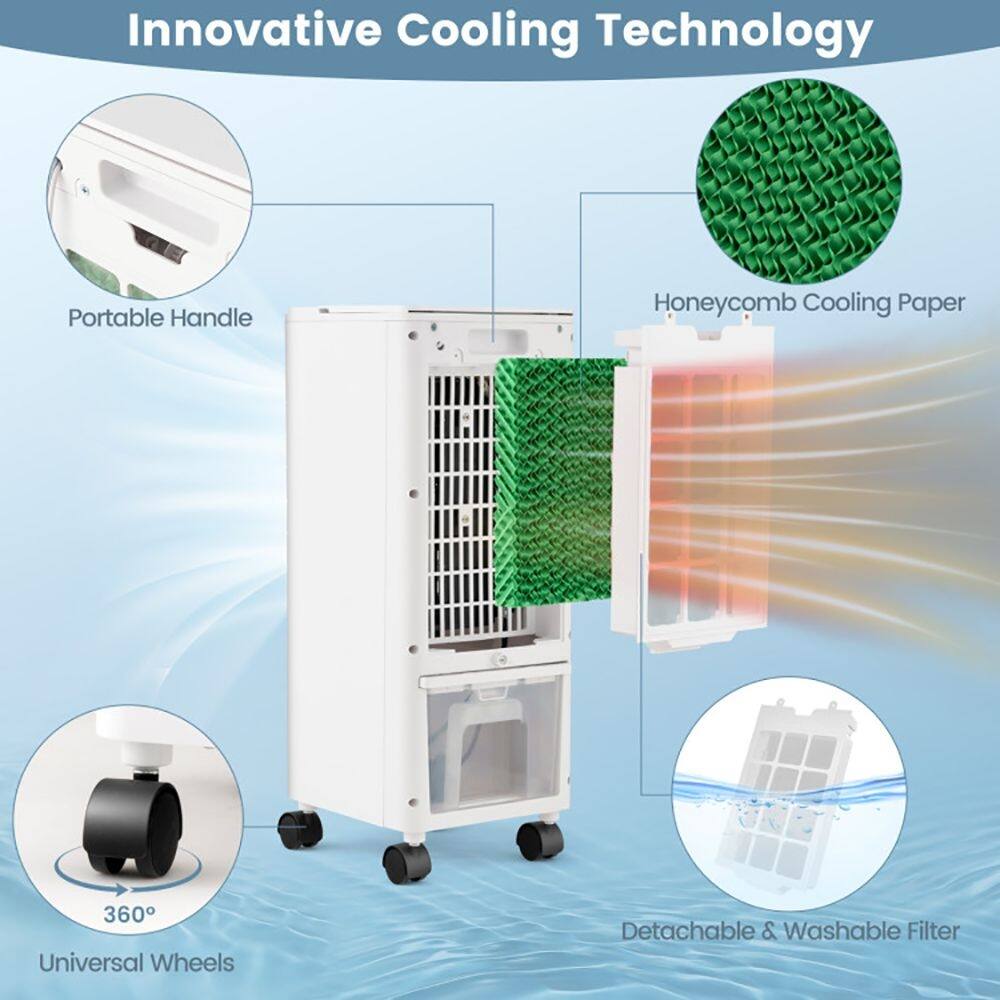 Innovative Cooling Technology Portable Handle Honeycomb Cooling Paper 360 Universal Wheels Detachable & Washable Filter