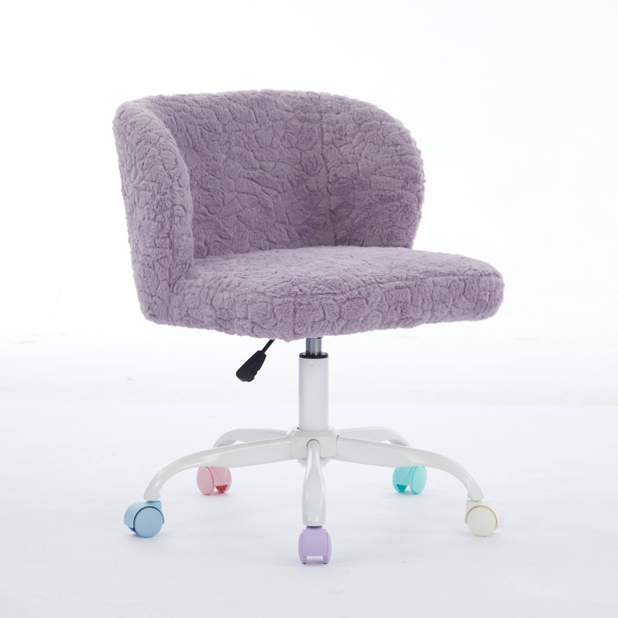 Front. Spaco - Spaco Office Chair, Artificial Rabbit Hair Home Office Chair with Metal Base, Adjustable Desk Swivel Chair, Vanity Chair - Violet.