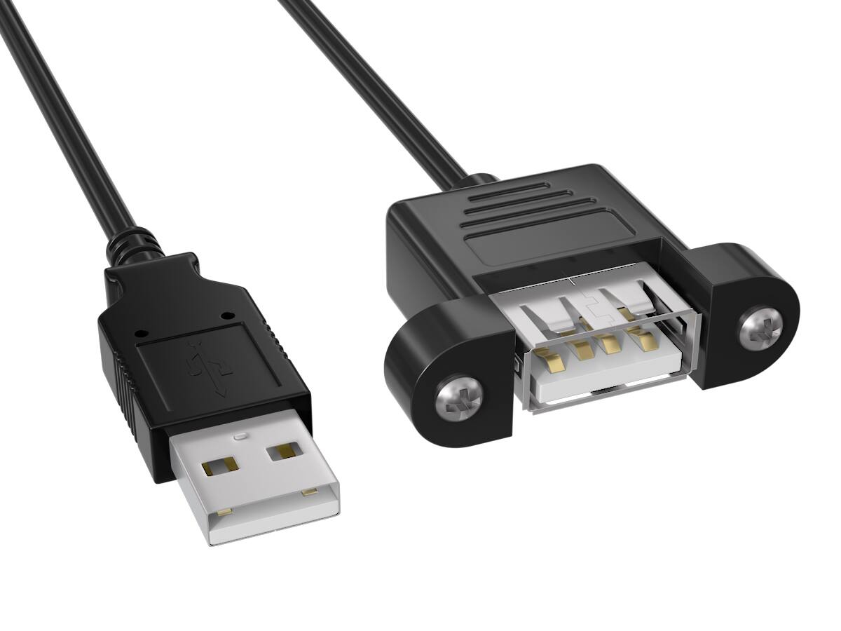 External Cable Rack Cable Leader USB 2.0 Panel Mount USB A Extension Cable, A Male to A ...