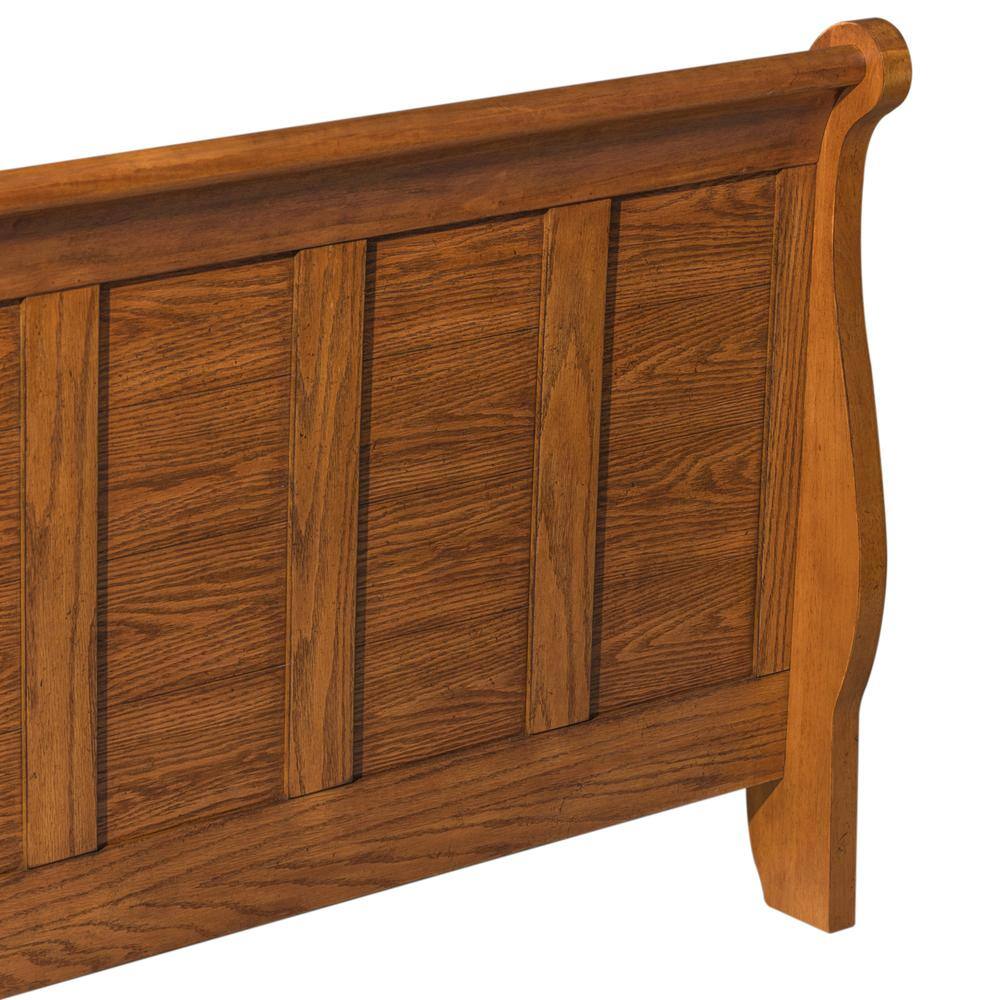 Alt View 2. Liberty Furniture Industries - Grandpas Cabin Twin Sleigh Bed in Aged Oak - Brown.