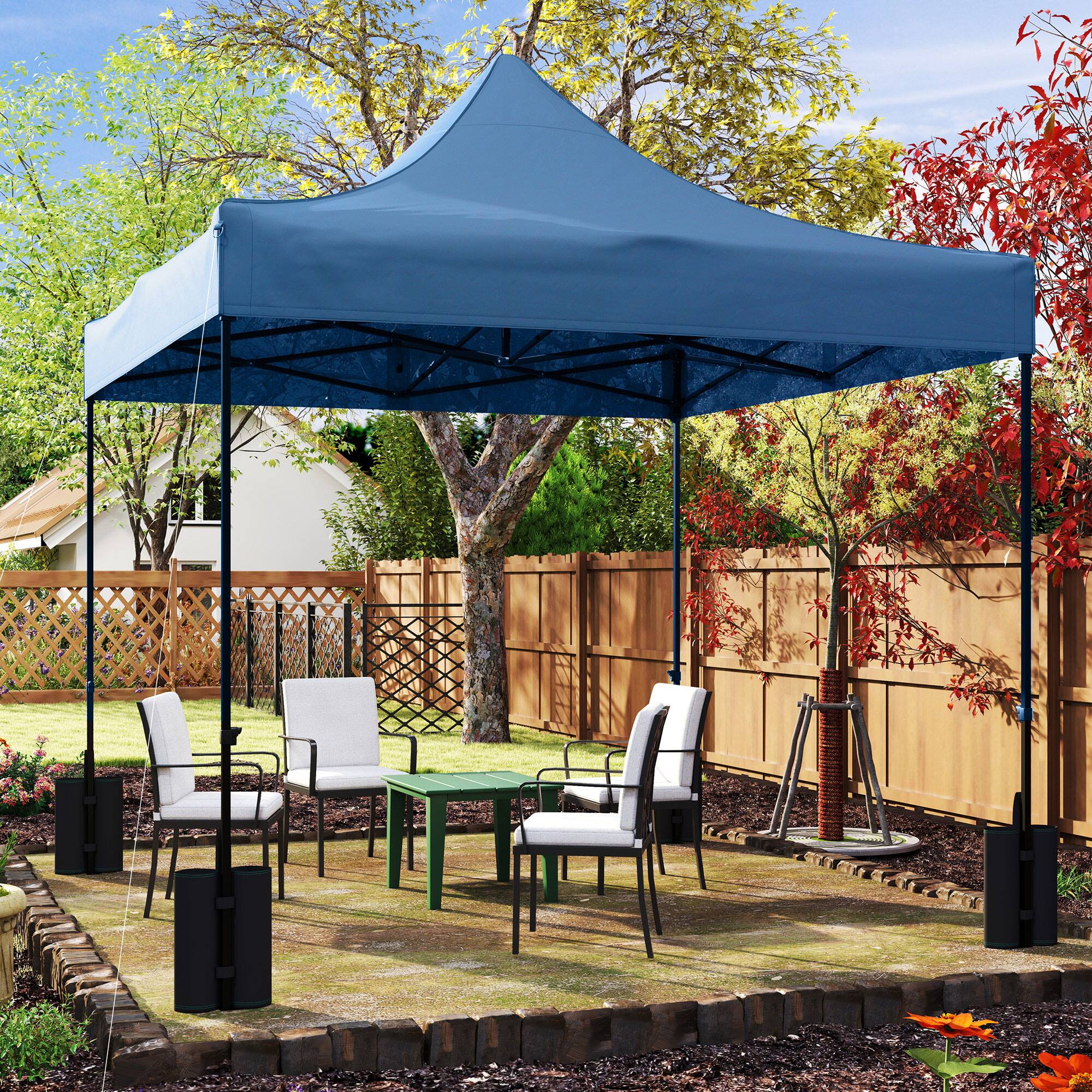 Alt View 5. Outsunny - 10' x 10' Canopy Replacement Cover with 4 Weight Bags and 8 Drainage Holes, UPF50+ Pop Up Canopy Cover Replacement Top - Navy Blue.