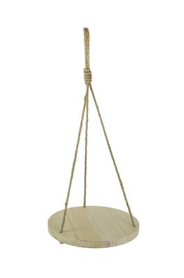 Transpac - Circular Wood Hanging Decorative Display Shelf Rope Farmhouse Accent Decor - Brown