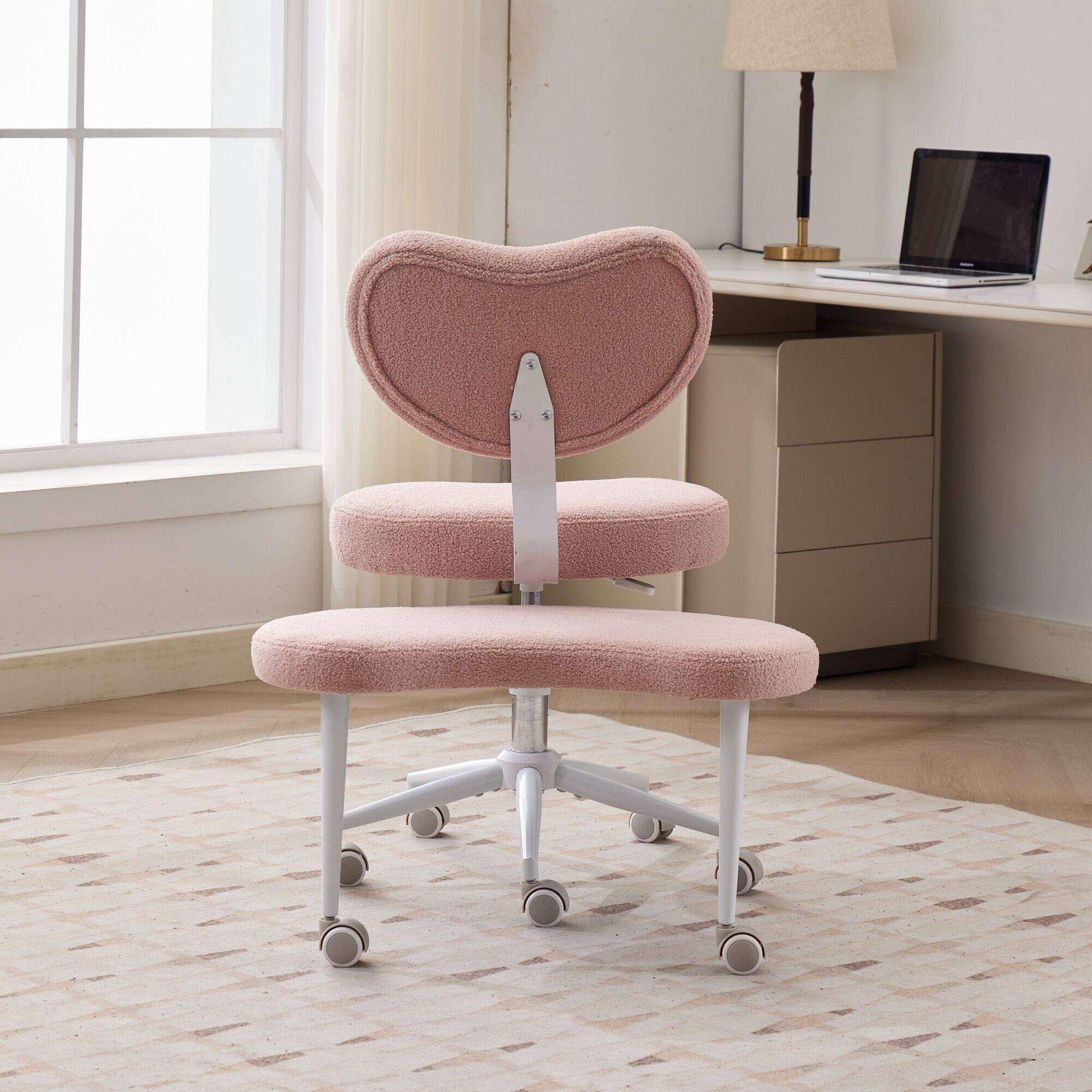 Left. Forest'nSky - Adjustable Cross-Legged Meditation Chair with Wheels & Lumbar Support,Pink - Pink.