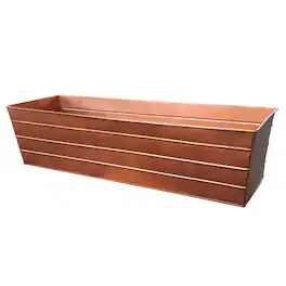 Manhattan Lane - Rectangular Metal Flower Planter Box with Embossed Line Design, Large - Copper