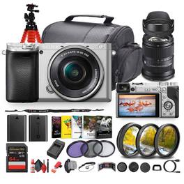 Sony - a6400 Mirrorless Camera with 16-50mm f/3.5-5.6 II Lens (Silver) - Bundle