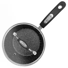 THE ROCK by Starfrit - Terra Marble Non-Stick Saucepan with Bakelite Handle, 3 Qt - Black