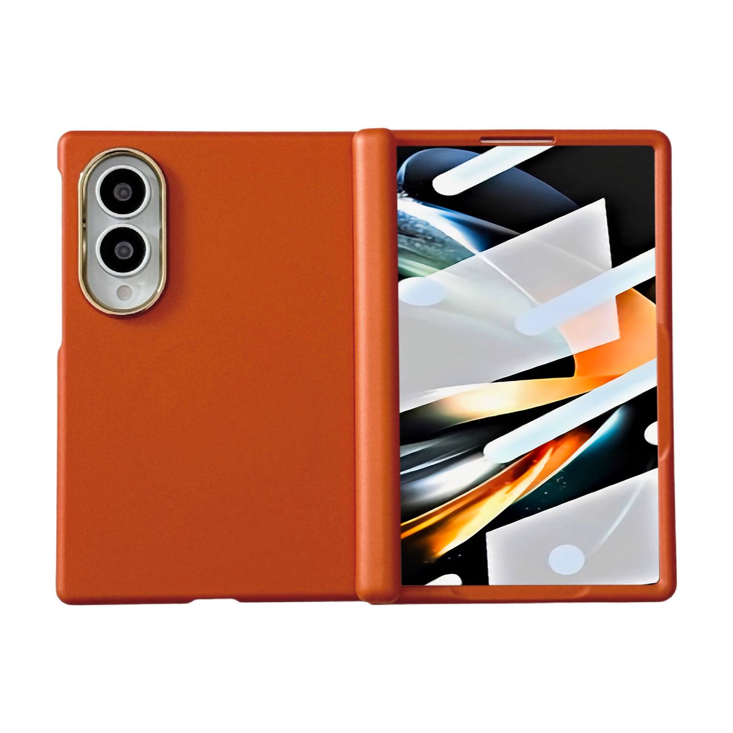 Angle. Dteck - for Samsung Galaxy Z Fold8 Rugged Hinge Protection Case with Tempered Glass Film,Shockproof Matte Slim Mag Safe Cover - Orange.