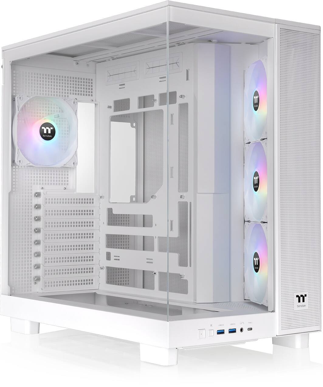 Front. Thermaltake - View 380 XL TG ARGB Dual-Chamber Chassis with Hidden-Connector Motherboard Support ATX Mid Tower PC Case - Snow.