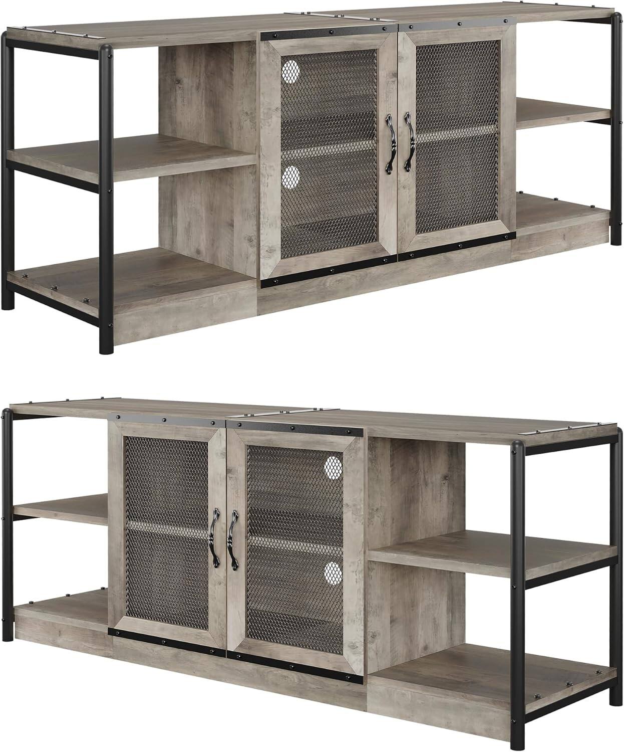 Alt View 7. GAOMON - TV Stand for 65In TV, Entertainment Center with Doors and Storage Cabinet, TV Console Table for Living Room - gray.